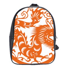 Chinese Zodiac Dragon Star Orange School Bags (xl)  by Mariart