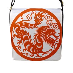 Chinese Zodiac Dragon Star Orange Flap Messenger Bag (l)  by Mariart