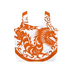 Chinese Zodiac Dragon Star Orange Full Print Recycle Bags (s)  by Mariart