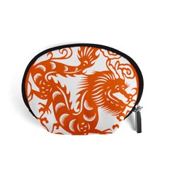 Chinese Zodiac Dragon Star Orange Accessory Pouches (small)  by Mariart