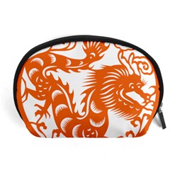 Chinese Zodiac Dragon Star Orange Accessory Pouches (large)  by Mariart