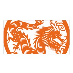 Chinese Zodiac Dragon Star Orange Satin Shawl by Mariart