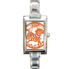 Chinese Zodiac Horoscope Horse Zhorse Star Orangeicon Rectangle Italian Charm Watch by Mariart