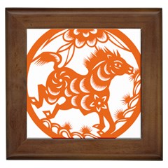 Chinese Zodiac Horoscope Horse Zhorse Star Orangeicon Framed Tiles by Mariart