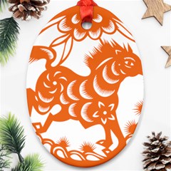 Chinese Zodiac Horoscope Horse Zhorse Star Orangeicon Ornament (oval) by Mariart