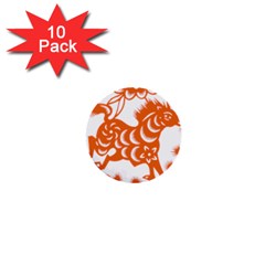 Chinese Zodiac Horoscope Horse Zhorse Star Orangeicon 1  Mini Buttons (10 Pack)  by Mariart