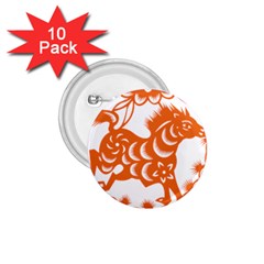 Chinese Zodiac Horoscope Horse Zhorse Star Orangeicon 1 75  Buttons (10 Pack) by Mariart