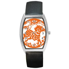 Chinese Zodiac Horoscope Horse Zhorse Star Orangeicon Barrel Style Metal Watch by Mariart