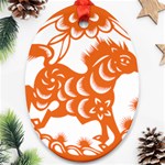 Chinese Zodiac Horoscope Horse Zhorse Star Orangeicon Oval Ornament (Two Sides) Back