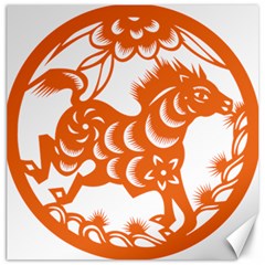 Chinese Zodiac Horoscope Horse Zhorse Star Orangeicon Canvas 12  X 12   by Mariart