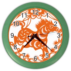 Chinese Zodiac Horoscope Horse Zhorse Star Orangeicon Color Wall Clocks by Mariart