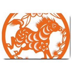 Chinese Zodiac Horoscope Horse Zhorse Star Orangeicon Large Doormat  by Mariart