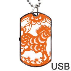 Chinese Zodiac Horoscope Horse Zhorse Star Orangeicon Dog Tag Usb Flash (two Sides) by Mariart