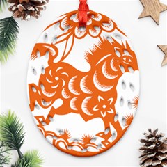 Chinese Zodiac Horoscope Horse Zhorse Star Orangeicon Ornament (oval Filigree) by Mariart