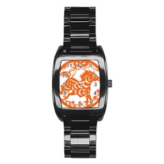 Chinese Zodiac Horoscope Horse Zhorse Star Orangeicon Stainless Steel Barrel Watch by Mariart