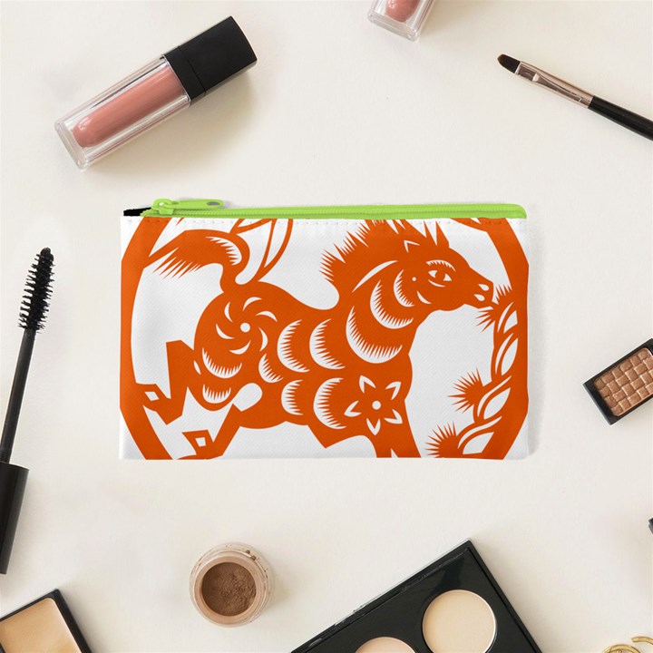 Chinese Zodiac Horoscope Horse Zhorse Star Orangeicon Cosmetic Bag (XS)