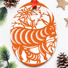 Chinese Zodiac Goat Star Orange Ornament (oval) by Mariart