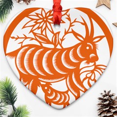 Chinese Zodiac Goat Star Orange Ornament (heart) by Mariart