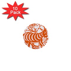 Chinese Zodiac Goat Star Orange 1  Mini Buttons (10 Pack)  by Mariart