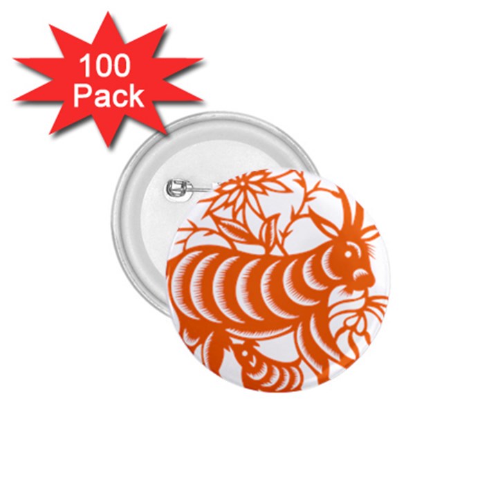 Chinese Zodiac Goat Star Orange 1.75  Buttons (100 pack) 