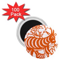 Chinese Zodiac Goat Star Orange 1 75  Magnets (100 Pack)  by Mariart