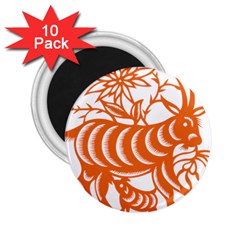 Chinese Zodiac Goat Star Orange 2 25  Magnets (10 Pack)  by Mariart