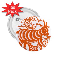 Chinese Zodiac Goat Star Orange 2 25  Buttons (100 Pack) 