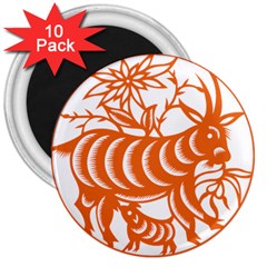 Chinese Zodiac Goat Star Orange 3  Magnets (10 Pack)  by Mariart