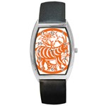 Chinese Zodiac Goat Star Orange Barrel Style Metal Watch Front