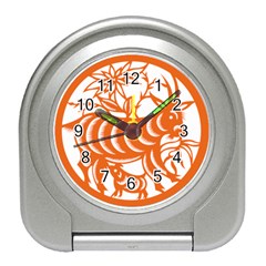 Chinese Zodiac Goat Star Orange Travel Alarm Clocks by Mariart