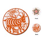 Chinese Zodiac Goat Star Orange Playing Cards (Round)  Front