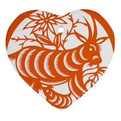 Chinese Zodiac Goat Star Orange Heart Ornament (two Sides) by Mariart