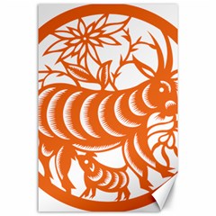 Chinese Zodiac Goat Star Orange Canvas 24  X 36  by Mariart