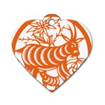 Chinese Zodiac Goat Star Orange Dog Tag Heart (One Side) Front