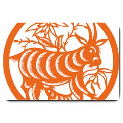 Chinese Zodiac Goat Star Orange Large Doormat  by Mariart