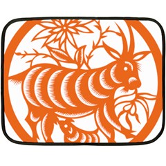 Chinese Zodiac Goat Star Orange Double Sided Fleece Blanket (mini)  by Mariart