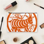 Chinese Zodiac Goat Star Orange Cosmetic Bag (Medium)  Front