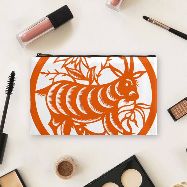 Chinese Zodiac Goat Star Orange Cosmetic Bag (Medium) 