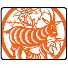 Chinese Zodiac Goat Star Orange Fleece Blanket (medium)  by Mariart