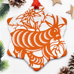 Chinese Zodiac Goat Star Orange Ornament (snowflake) by Mariart