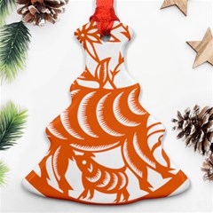 Chinese Zodiac Goat Star Orange Christmas Tree Ornament (two Sides) by Mariart