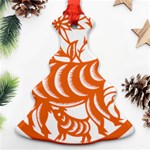 Chinese Zodiac Goat Star Orange Christmas Tree Ornament (Two Sides) Back