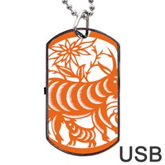 Chinese Zodiac Goat Star Orange Dog Tag Usb Flash (two Sides) by Mariart