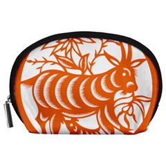 Chinese Zodiac Goat Star Orange Accessory Pouches (large)  by Mariart