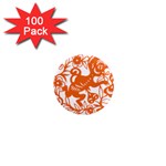 Chinese Zodiac Horoscope Monkey Star Orange 1  Mini Magnets (100 pack)  Front