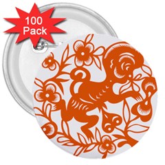 Chinese Zodiac Horoscope Monkey Star Orange 3  Buttons (100 Pack)  by Mariart