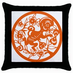 Chinese Zodiac Horoscope Monkey Star Orange Throw Pillow Case (black) by Mariart