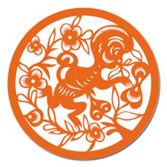 Chinese Zodiac Horoscope Monkey Star Orange Magnet 5  (round) by Mariart