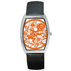 Chinese Zodiac Horoscope Monkey Star Orange Barrel Style Metal Watch by Mariart