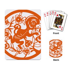 Chinese Zodiac Horoscope Monkey Star Orange Playing Card by Mariart